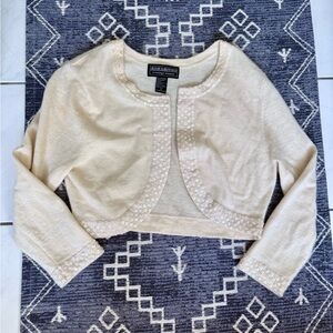 Jessica Howard Vintage Lambswool Angora Cream Embellish Sequin Cardigan Cropped
